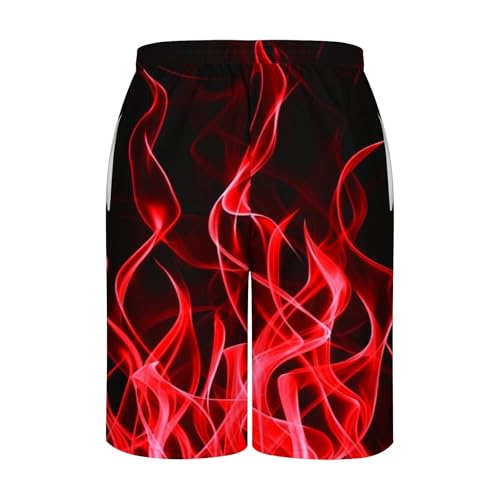Shorts for Men 2025 Trendy Drawstring Quick Dry Swim Trunks with Pockets Casual Flame Print Beach Bathing Suits3