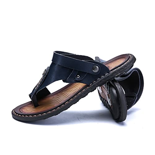 Men Sandals Genuine Split Leather Men Beach Sandals Men Casual Shoes Flip Flops Slippers Sneakers(44)3