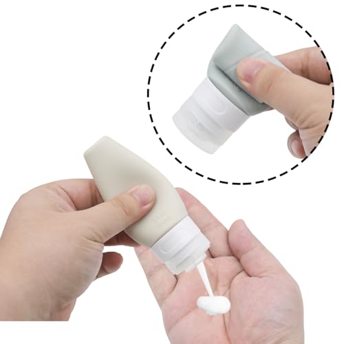 4 PCS Silicone Travel Bottles, 2oz Refillable Toiletries Containers Set, Small Empty Travel Size Bottles for Shampoo, Lotion, Shower Gel (Morandi)4