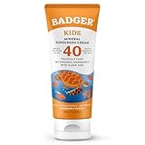 Badger Kids Mineral Sunscreen Cream SPF 40, 98% Organic...