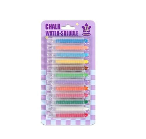 TURADH 12-Color Dustless Chalk Set, Washable Kids Writing & Drawing Chalks for Indoor/Outdoor Play, Non-Toxic Colorful Stick for Chalkboard Blackboard Classroom Playroom