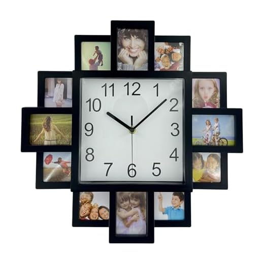 Timelike DIY Frame Clock, Black, 40cm x 40cm x 4.5cm, Analog Display, Protects Photos, Kids Art, Embroidery Designs
