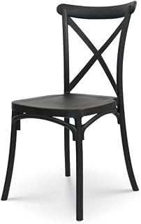 Kosmi - Silla negra estilo BISTROT de resina de polipropileno