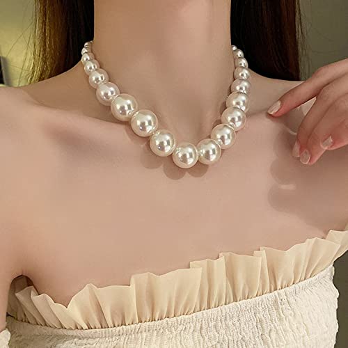 Vintage Boho Short Middle Large Pearl Shiny Choker Necklaces Dainty Pearls Simple 1920s Choker Necklace Halloween Prom Party Bar Necklace for Women2