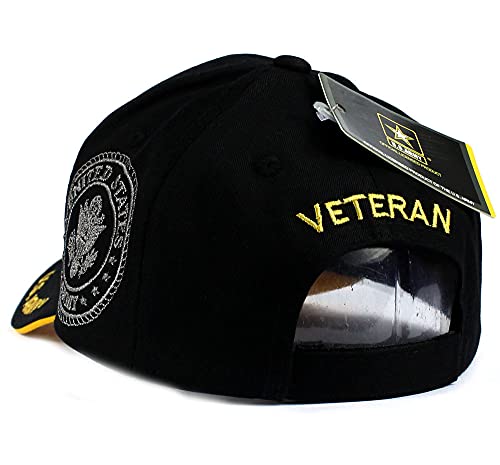 Jm Warriors Us Army Veteran Hat Army Military Official Licensed Adjustable Baseball Cap (Black), One Size #TOP3