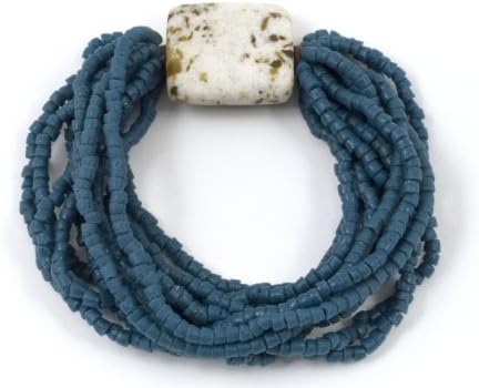 Recycled Glass Sankofa Bracelet Teal