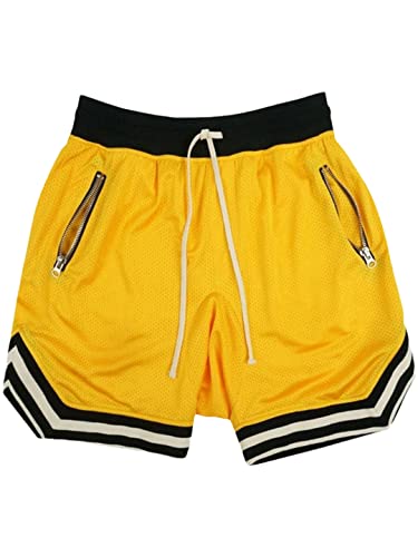 Short de sport en maille pour homme AXEBHPED jaune taille S