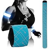 RUN-MARKER ブルー 電池式 LED アームバンド 反射バンド 点灯 点滅 片手装着 ランニング 安全 ライト 反射板 蛍光 夜間 ウォーキング サイクリング ジョギング 反射材 バイク 自転車 裾バンド