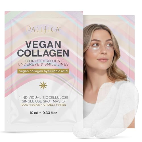 Pacifica Vegan Collagen Undereye & Smile Line Patches – Hydrating Hydro-Treatment Mask for Fine...
