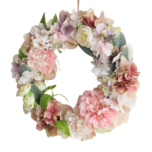 アーティフィシャルフラワーのリース(ピンク系)[No.107-01]