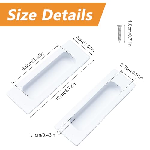 Image of MOROBOR 6 PCS Recessed Cabinet Handles, Warm White Stainless Steel Rectangular Knob with Screws, Exposed Installation Embedded Pull Handle for Wardrobe Drawer Flush Sliding Door
