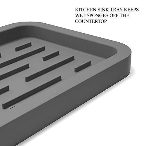 Image of ASEEM Silicone ; Rubber Kitchen Sink Organizer Rectangular Shape Tray,Matte Finish,Set Of 1,Grey