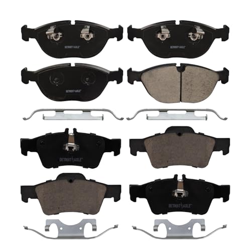 Image of Detroit Axle - AWD Brake Pads for 2006 Mercedes-Benz E350, 2004-2006 E500, 2003-2006 S430 S500, Front and Rear Ceramic Brake Pads with Hardware Replacement
