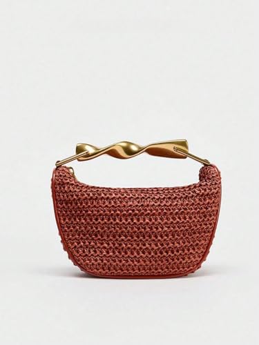 Straw Crossbody Bags for Women, Beach Woven Handbag Summer Chic Crescent Shoulder Purses with Adjustable2