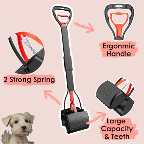Image of 33 inch Pooper Scooper 2 Pack, XL Tall Handle No Touch Dog Pooper Scooper for Large Small Dogs, Durable Spring & Lightweight, Large Pooper Scooper for Dogs Heavy Duty, Portable Dog Poop Pick Up Tool