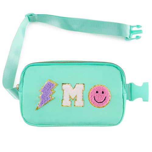 Image of PainZieteg Fanny Pack for Girls Chenille Letter Belt Bag Crossbody for Kids | Preppy Nylon, Waterproof, Gold-Plated Zipper, Adjustable Strap, Birthday Christmas Easter Gifts for 4-13 Year Old Teen Girls