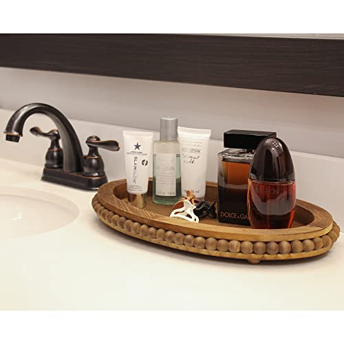 Auldhomedesignwoodbeadedtraystainedwooddecorativefarmhousestyleovalwoodentray Urban Country Home Decor Auldhome design wood beaded tray stained wood decorative farmhouse style oval wooden tray urban country home decor