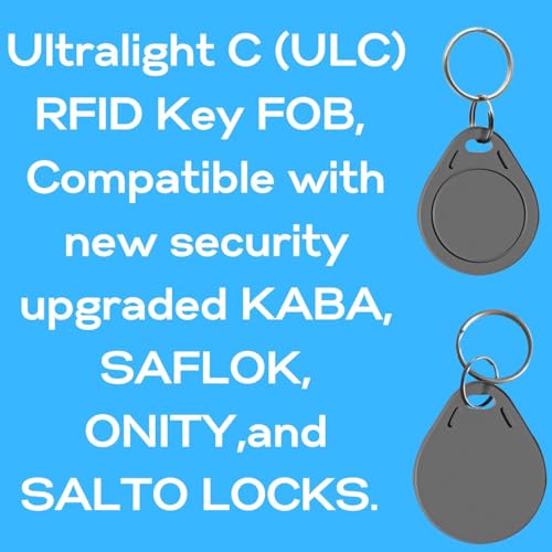Image of MF Ultralight C ULC Keyfobs NFC Key Fobs RFID Token Key Cards, 13.56MHz Contactless Ticket IC MF0ICU2 Gray RFID Key Fob Compatible with Upgraded SAFLOK, KABA, ONITY & Salto Locks - Pack of 10