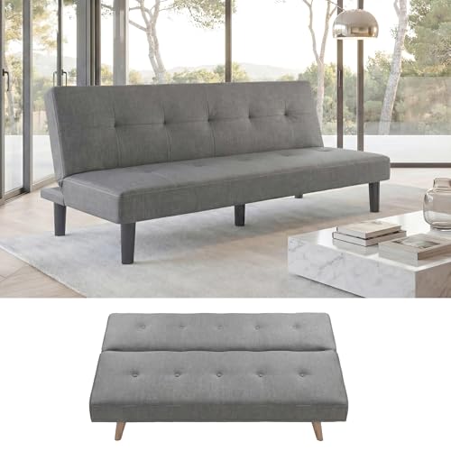 Sofá cama de 3 plazas Mendler HWC-G11AM gris de 195 cm para visitas 2