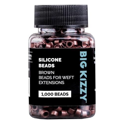 Big Kizzy 1000pcs Brown Silicone Lined Microlink Beads for Weft Hair Extensions 5.0mm for invisible extension application