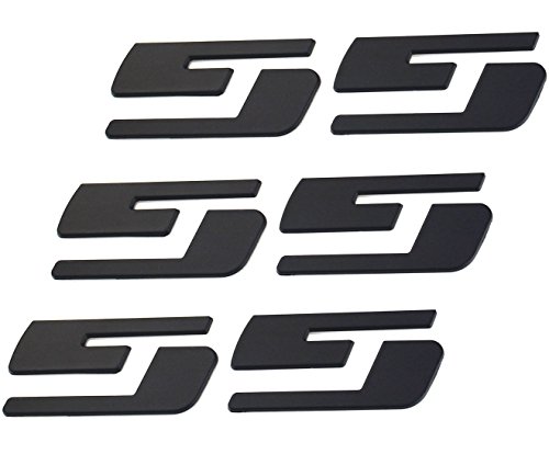 Image of Aimoll 3 Pair SS Emblems Badges Nameplates 3D Logo for Chevrolet Silverado Gmc Sierra (Matte Black)