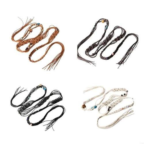 Ladies Wide Waist Belt Delicate Beads Decors Braided Belt For Summer Dress Women Dress Taking Waist2