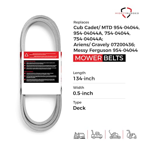 Image of MightyRugged 954-04044A 50 inch Deck Belt Replacement for Cub Cadet - Belt Length 134 inch - Heavy-Duty, Durable, Aramid Cord Belt - Compatible with Massey Ferguson, MTD, Ariens, Gravely