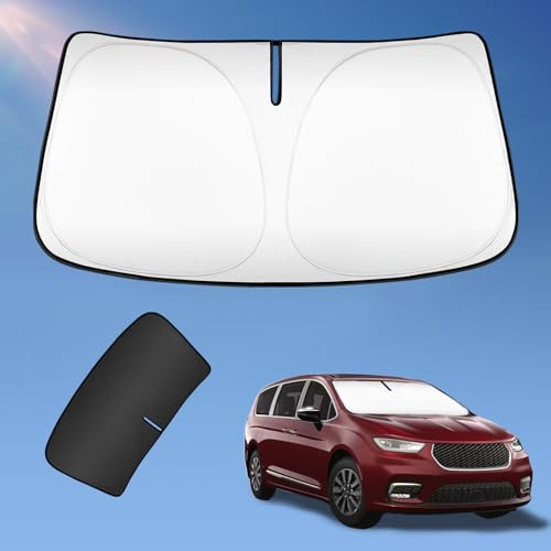 Sun Shade Sunshade for Chrysler Pacifica Minivan 2017-2024 2025 2026 Windshield Cover, 2-Layers Sun...