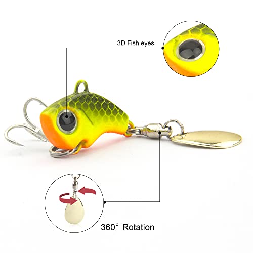 Fishing Lures Vib Tail Spinners Bait Metal Sinking Lures Fishing Jigs Blade Baits Bass Crankbait Fishing Spinner Blade For Bass Fishing Lure Kit With Tackle Box (Style A-0.25Oz/5Pcs) #TOP1