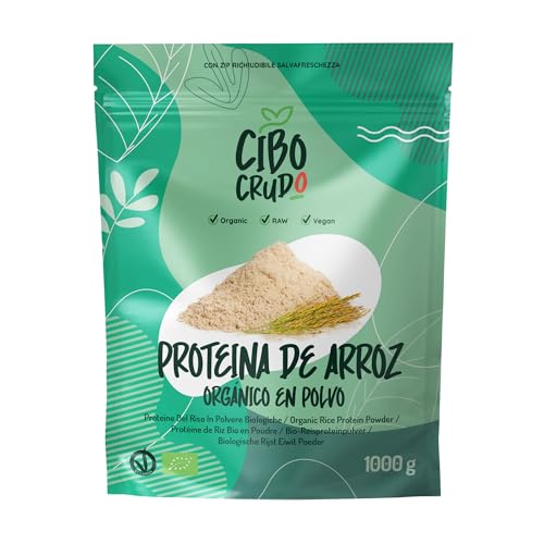 Proteina de Arroz Organica - 1Kg. Proteina Vegana y Organica de Origen Vegetal. Proteínas Libre de Gluten Soja y Lactosa. Proteína Cruda y Natural.