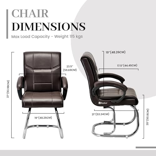 Image of Special Director Principal Office Visitor Study with arm Rest and Cushioned seat Back, Chair Without Wheels, Holds Upto 125 kg Chair (1, Coffee, Double Pipe Chrome Frame)