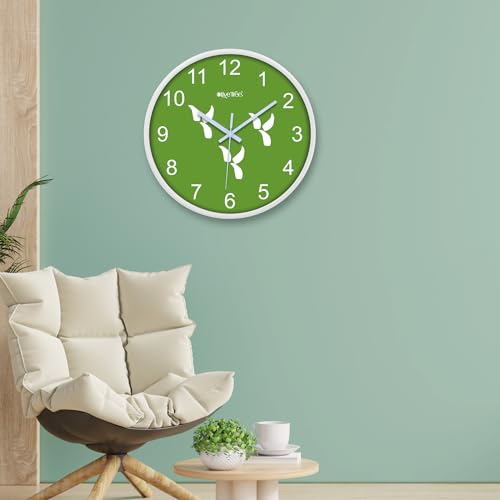Image of Olive Tree Wall Clock 12 inch Decorative Plastic Wall Clock TIK-TIK Movement Classic Clock Battery Operated Round Shape Easy to Read for Room /Home /Kitchen /Bedroom /Office /School - 9150
