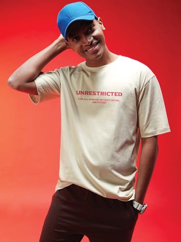 Image of Veirdo Cotton Drop Shoulder Round Neck Oversized Baggy Fit Front & Back Graphic Printed Half Sleeve T-Shirt Men (Available in from S to 2XL)