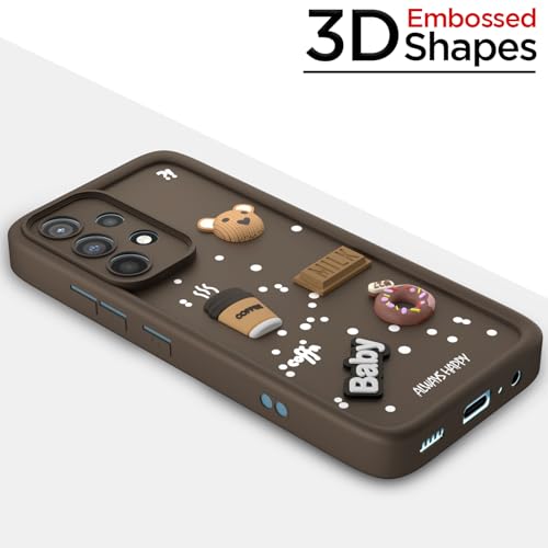 Image of Pikkme Back Cover for Samsung Galaxy A52 / A52s 5G | Cute Fun Cartoon 3D Bear Silicone Full Body Protection Bumper Case (Brown)