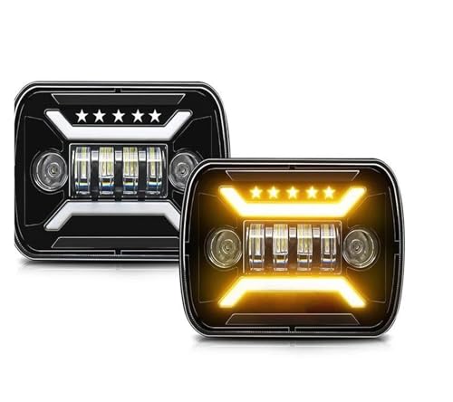 Phare LED 7x6 carré pour remplacer les feux ternes de Wrangler YJ et Cherokee XJ avec halo DRL