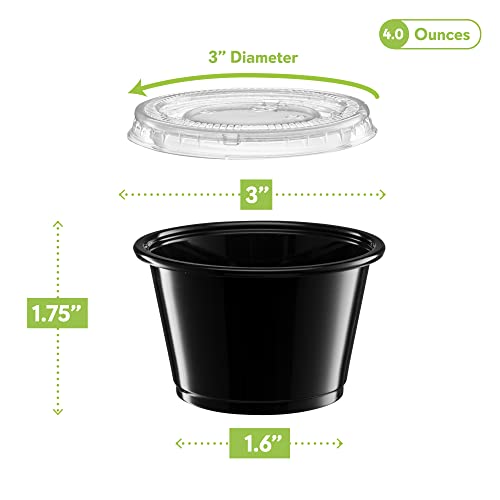 Image of ELEGANT DISPOSABLES Black Diposable Plastic Portion Cups 4 oz - 100 Sets
