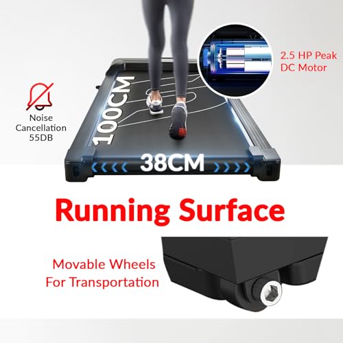 Image of Sparnod Fitness STH-3004 Walking Pad Treadmill for Home Use & Office-Work and Walk, Ready to Use, LED Display, Remote Control, Non-Slip Belt, Shock Reduction, Space-Saving, Bluetooth Speakers