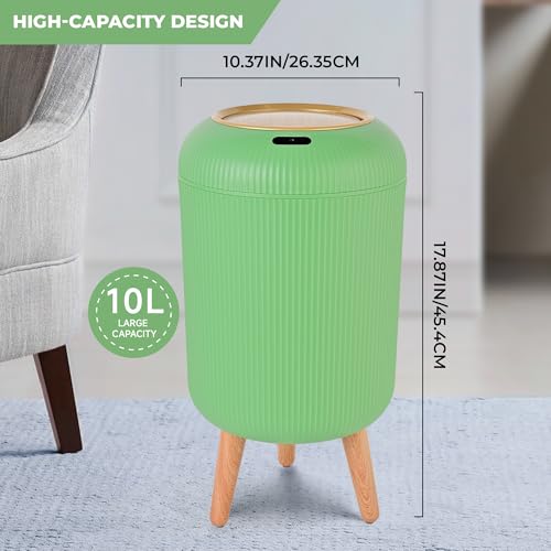 Image of Pukomc Smart Sensor Wastebasket, Convenient and Hygienic Easy to Use, Technology Sensor Waterproof Wastebasket Plastic Trash can for Kitchen, Bathroom, Bedroom, Living Room, Office and Outdoor Green
