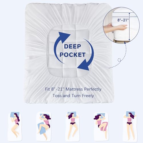 Image of CYMULA California King Mattress Topper, Extra Thick Plush Soft Mattress Pad, Pillow Top Mattress Topper