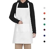 delantal blanco de cocina Multiusos: ideal para uso profesional y comercial, delantal de artista, delantal de barbacoa, delantal de servidor, delantal barista, delantal de cocina y así sucesivamente.