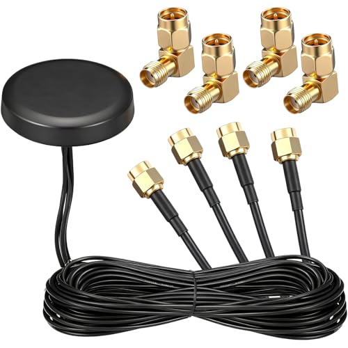 FairySandy 5 Pcs 5G Mobile Antenna 4x4 MIMO Omnidirectional LTE Antenna with SMA Male to Female Right Angle Adapter for Boosts Performance of 5G Router Gateway Hotspot Home Internet (Screw-Mount)