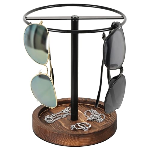 GETUN Sunglasses & Eyeglasses Display Rack, Sunglasses Organizer Sunglasses Holder Stand, Eyeglass stand, sunglasses display stand for Desk, Dresser, Tabletop, Nightstand and Home Decor, Black