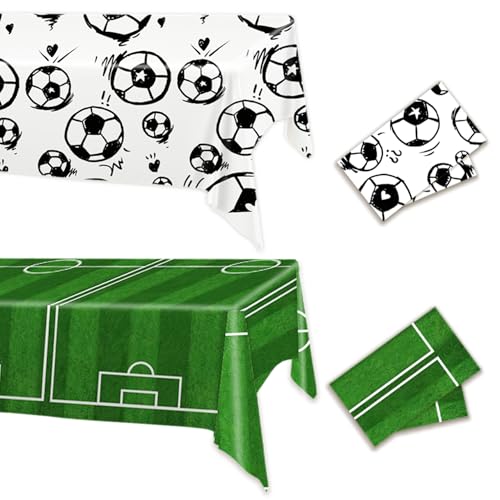 2 Pièces Nappe Anniversaire Foot, Nappe Réutilisable Deco Anniversaire Football, Couverture de Table La Fête sur Le Thème du Football, Nappe Anniversaire...