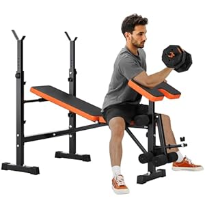 Multi-Function 6 in 1 Weight Bench Set – Leg Press, Preacher Curl Rack, Adjustable Workout Bench & Squat Rack for Full Body Exercise, Fitness Strength Training for Home Gym