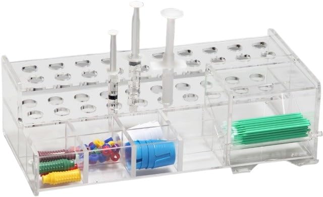 Dental Large Multipurpose Acrylic Composite Syringe Organizer Dispenser 20 Hole & Microbrush, Dental Supply Organizers, Clear Acrylic