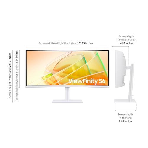 Image of Samsung 34 inch ViewFinity (S65TC) Series Ultra-WQHD 1000R Curved Computer Monitor, HDR10, 100Hz, AMD FreeSync, Thunderbolt 4, Height Adjustable Stand, Built-in Speakers, Eye Care, LS34C650TANXGO, 2024