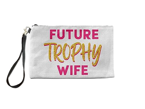 Bolsa de maquiagem Future Trophy Wife, presente para esposa, bolsa de cosméticos para esposa, bolsa de higiene pessoal, para ela, bolsa de maquiagem para mulheres, bolsa de , Branco