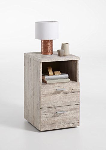 FMD furniture 652-001E - Mesilla de Noche (imitación de Roble Arenado, Dimensiones Aprox. 35 x 61,5 x 40 cm, Tablero aglomerado Revestido de Resina de melamina)