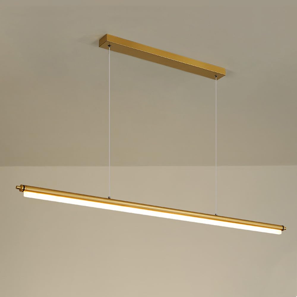 Suspension LED moderne en aluminium doré et acrylique blanc pour îlot