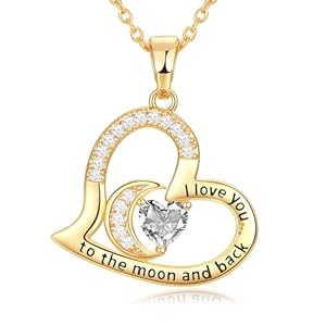 Anniversary Necklace for Women Birthstone Jewelry for Wife Gifts for Her Wife Birthday Gift Ideas Anniversary for Girlfriend I love you to the moon and back Necklaces Filled 925 Sterling Sliver